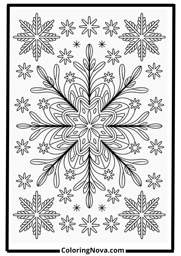 December Snowflake Mandala Coloring Pages