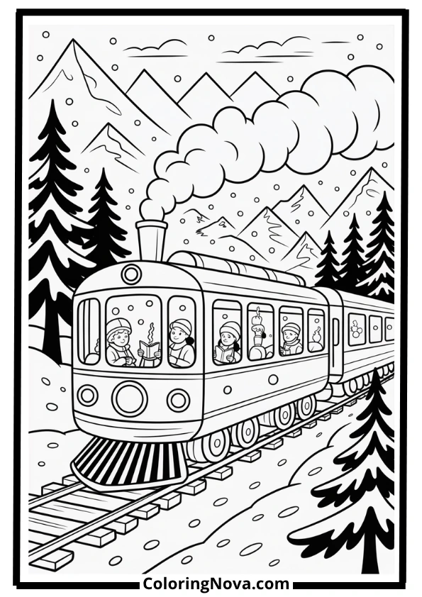 December Train Ride Coloring Pages