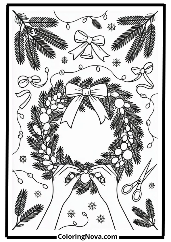 December Wreath Making Coloring Pages