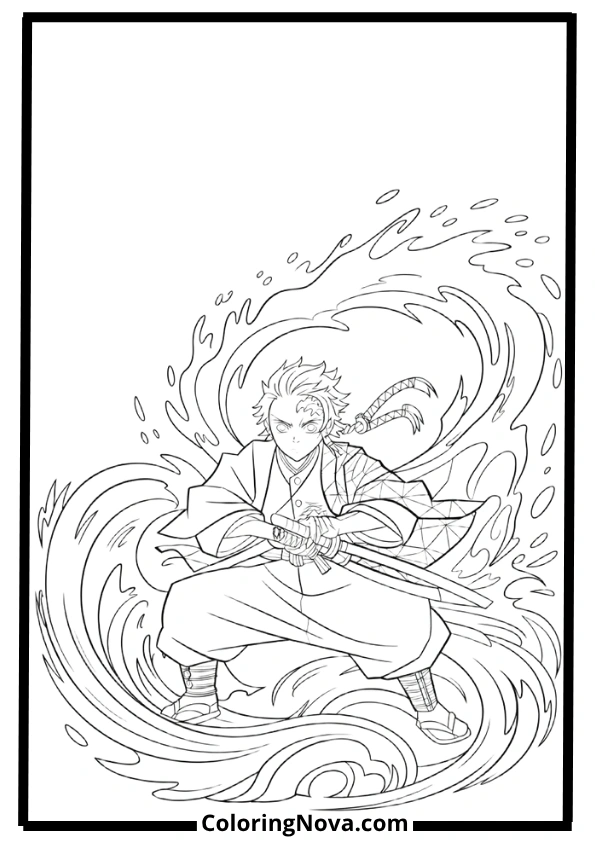 Demon Slayer Breathing Techniques Anime Coloring Pages