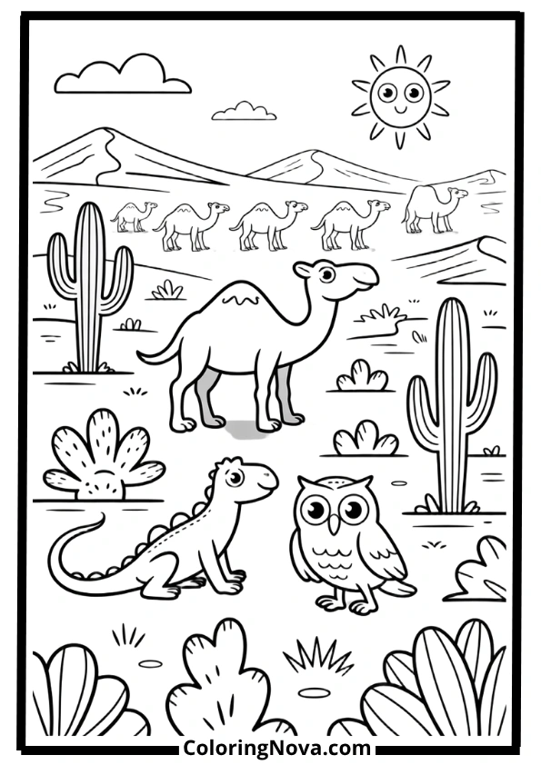 Desert Animal Adventure Coloring Pages