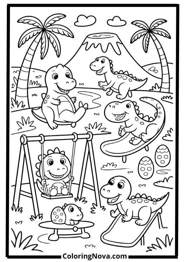 Dino Playground Coloring Pages