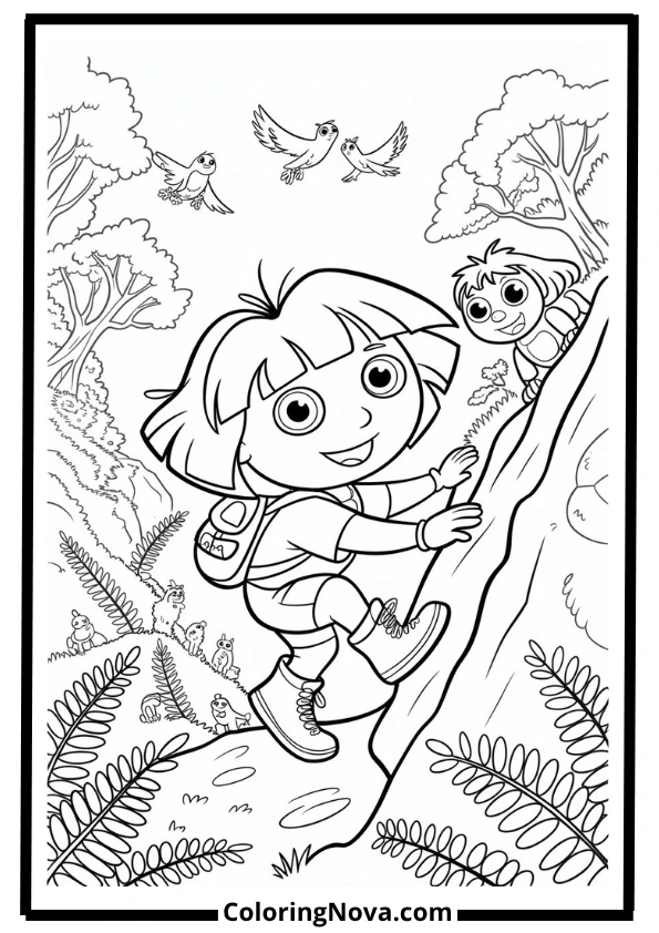 Dora the Explorer Mountain Trek Coloring Pages