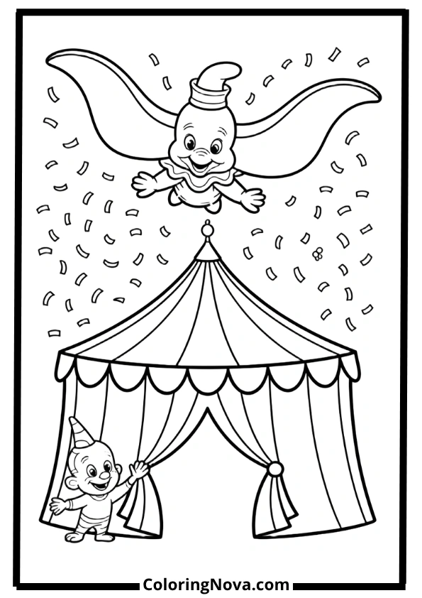 Dumbo’s Flying Circus Coloring Pages