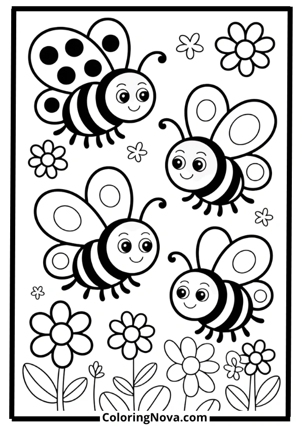 Easy Bug Friends Coloring Pages