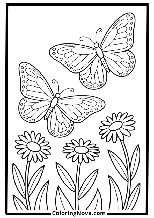 Easy Butterfly Garden Coloring Pages