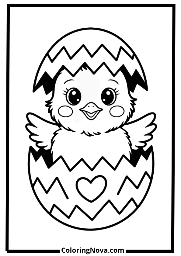 Easy Chick Coloring Pages