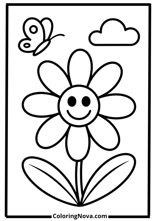 Easy Flower Coloring Pages
