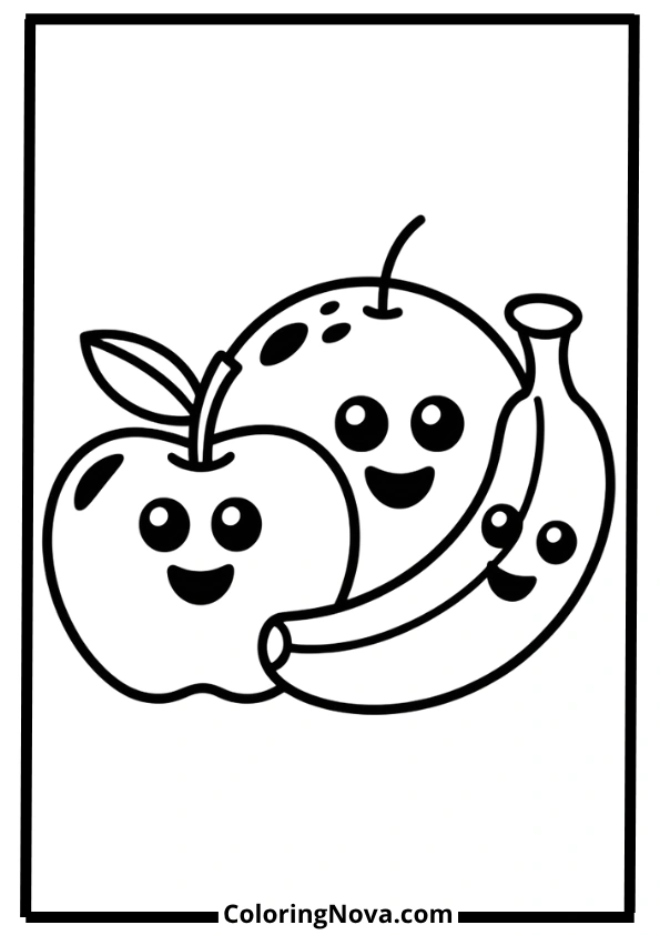 Easy Fruit Coloring Pages