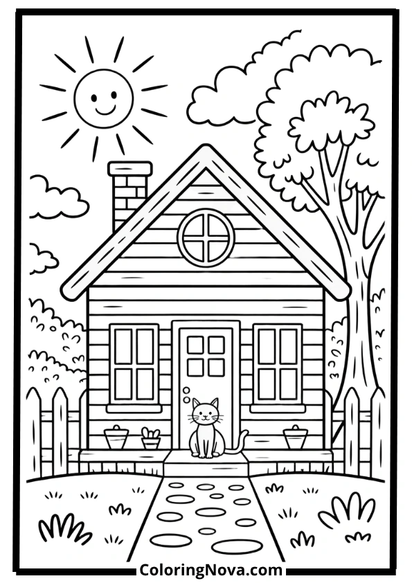 Easy House Coloring Pages