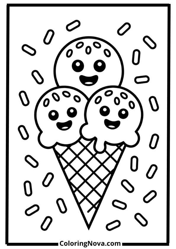Easy Ice Cream Coloring Pages