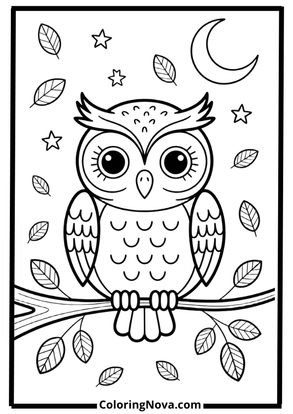 Easy Owl Coloring Pages