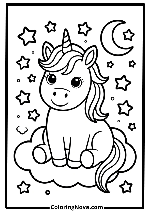 Easy Unicorn Coloring Pages