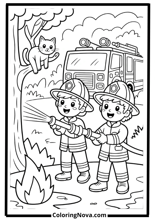 Firefighter Heroes Coloring Pages
