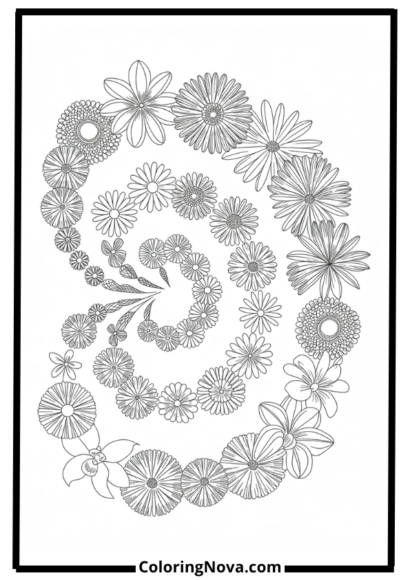 Floral Spiral Mandala Coloring Pages