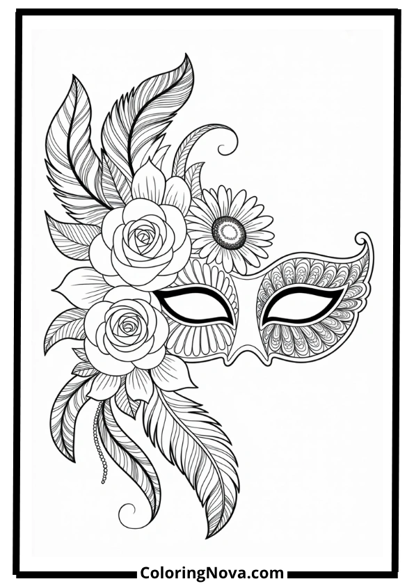 Flower Mandala Mask Coloring Pages