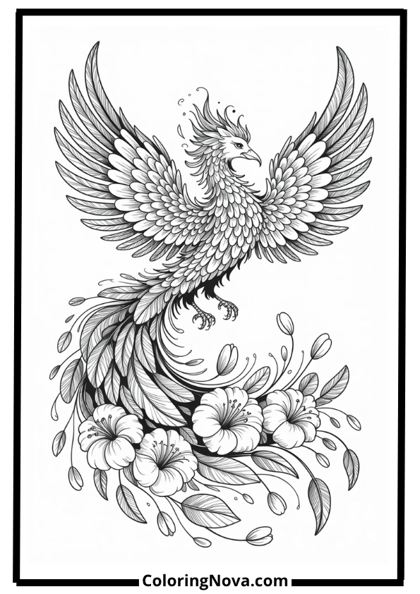 Flower Phoenix Coloring Pages