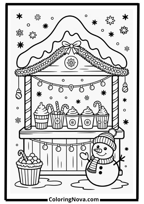 Hot Cocoa Bar December Coloring Pages