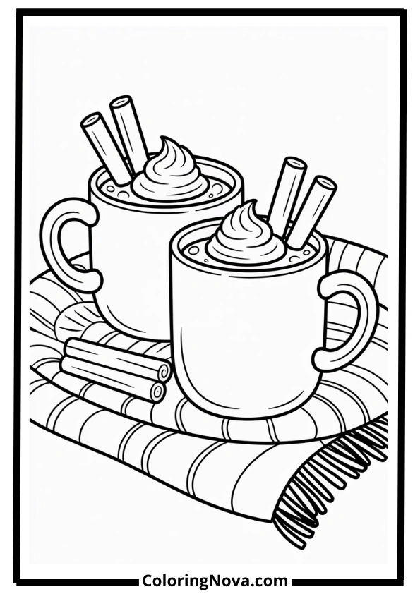 Hot Cocoa Night Coloring Page