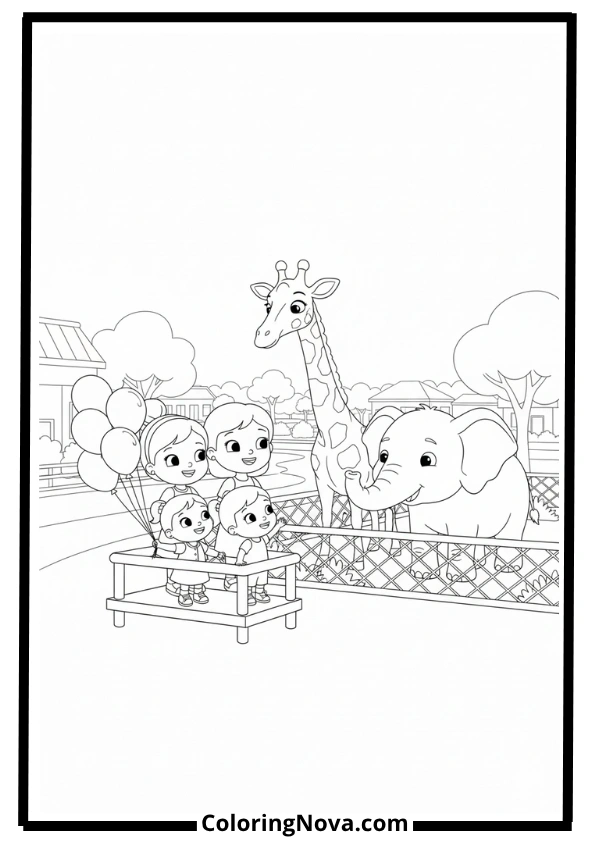 JJ Visiting the Zoo Coloring Page