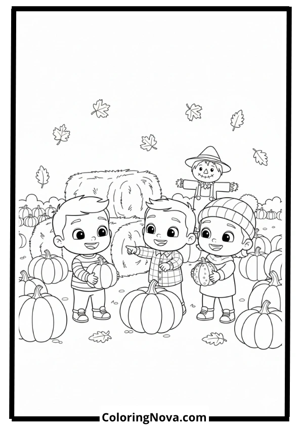 JJ and Friends Pumpkin Patch Coloring Page