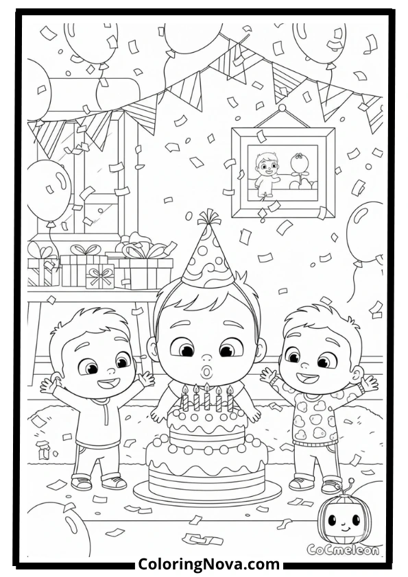 JJ’s Birthday Cake Surprise Coloring Page