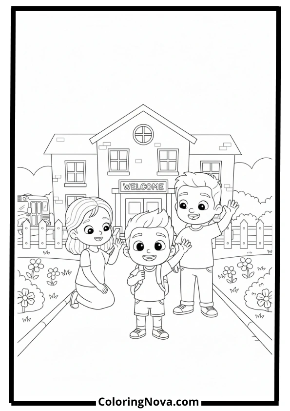 JJ’s First Day of Kindergarten Coloring Page