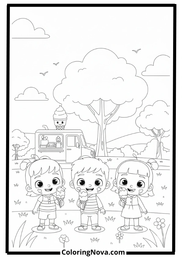 JJ’s Ice Cream Day Coloring Page