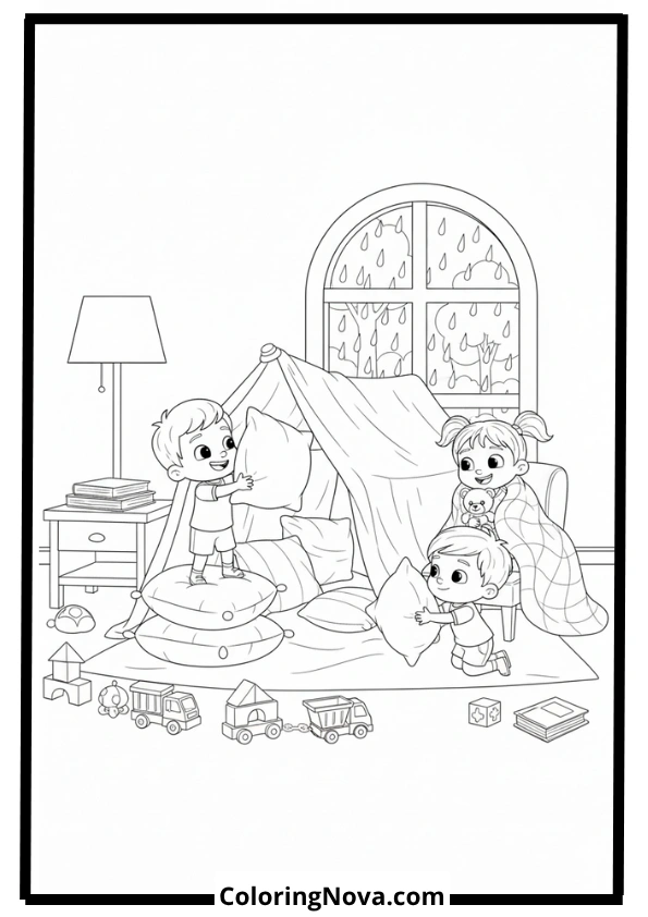 JJ’s Rainy Day Indoor Play Coloring Page