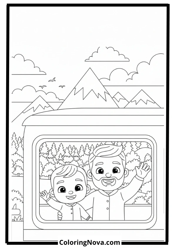 JJ’s Train Ride Adventure Coloring Page
