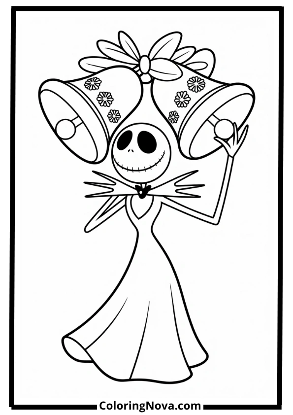 Jack Skellington with Christmas Bells Coloring Page
