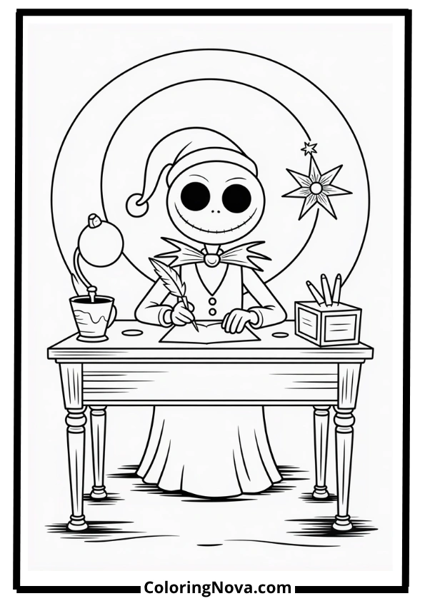 Jack Writing a Letter to Santa Coloring Page