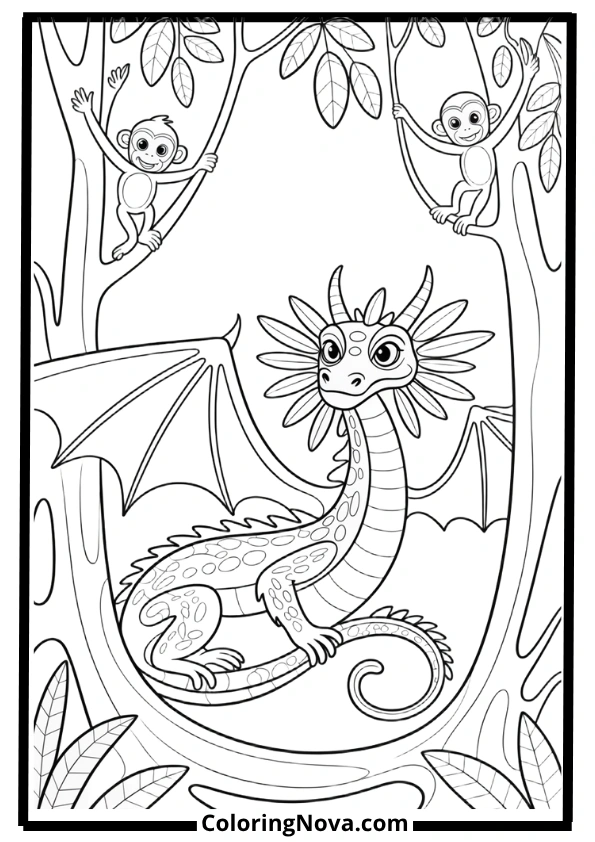 Jungle Dragon Coloring Pages