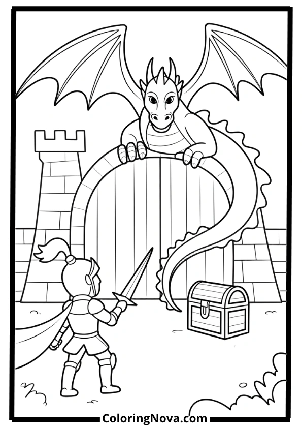 Knight and Dragon Coloring Pages