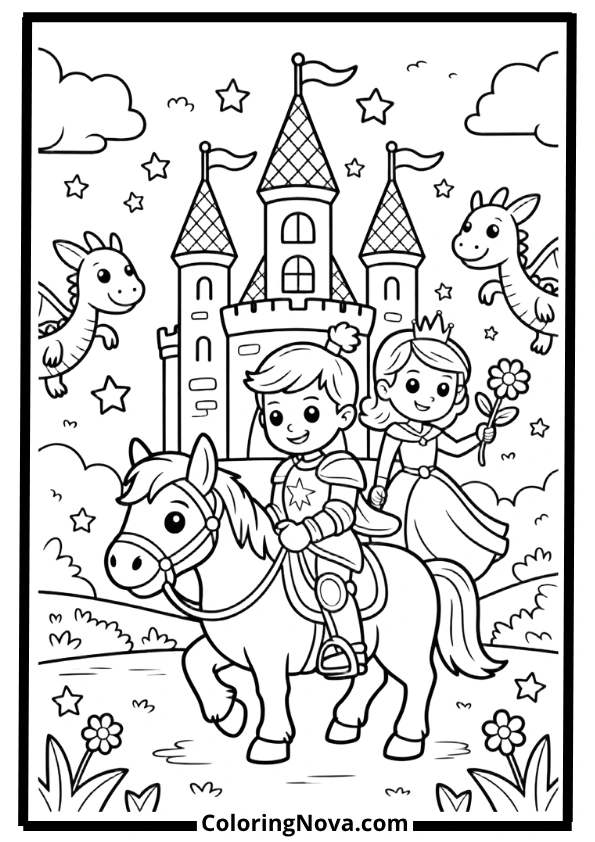 Knight and Princess Adventure Coloring Pages