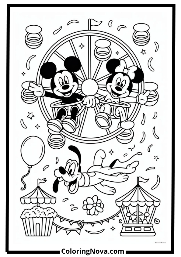 Mickey Mouse Carnival Fun Coloring Pages
