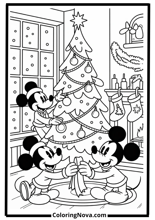 Mickey and Friends Christmas Celebration Coloring Pages