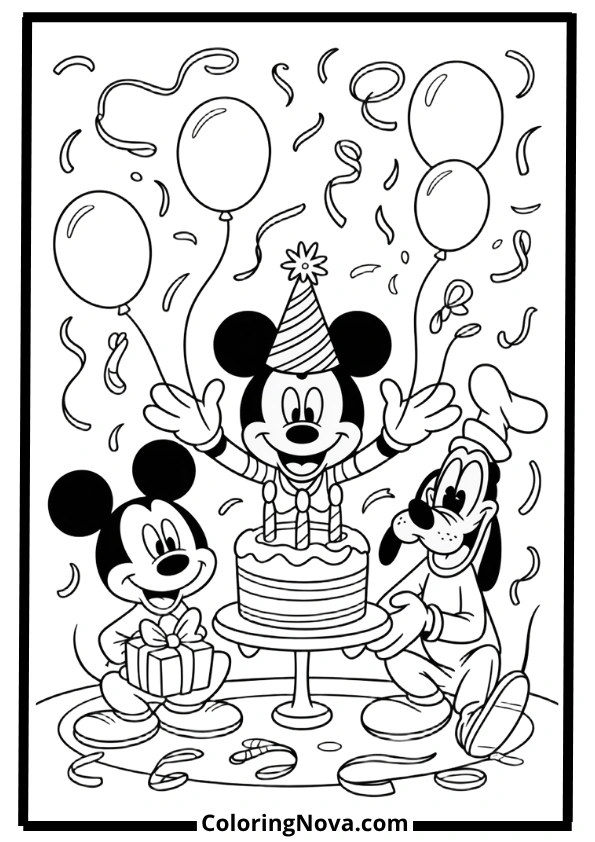 Mickey’s Birthday Party Coloring Pages
