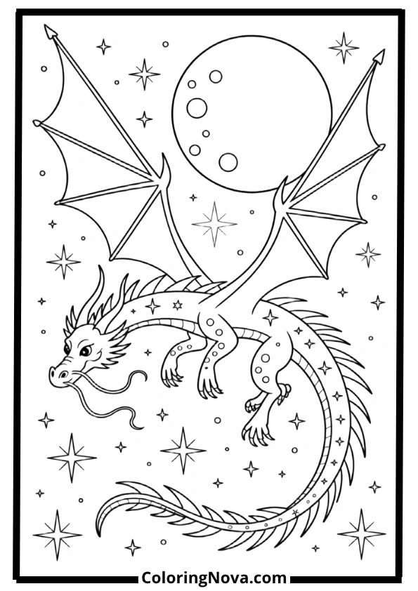 Night Sky Dragon Coloring Pages