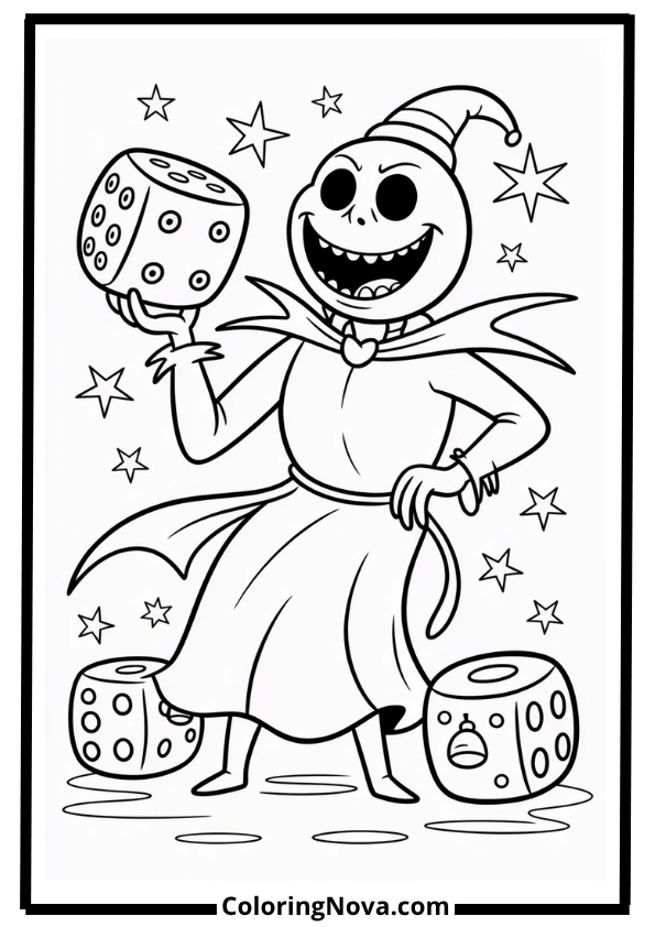 Oogie Boogie with Christmas Dice Coloring Page