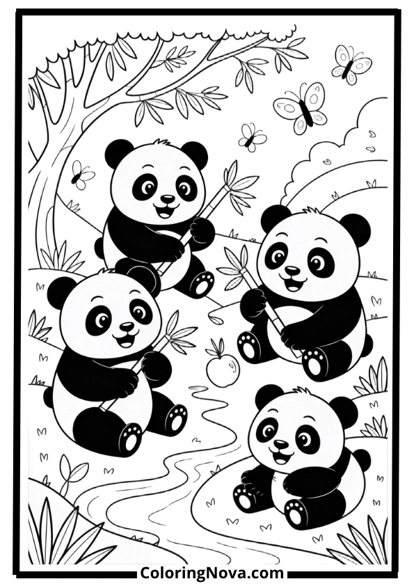 Panda Picnic Coloring Pages
