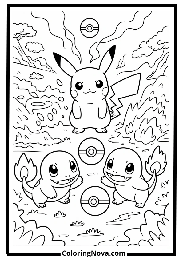 Pokémon Battle Fun Coloring Pages