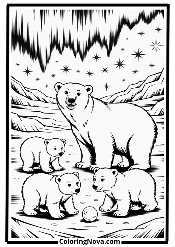Polar Bears in December Coloring Pages
