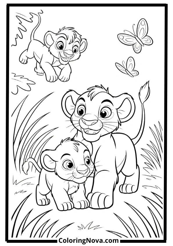 Simba and Nala’s Jungle Playtime Coloring Pages