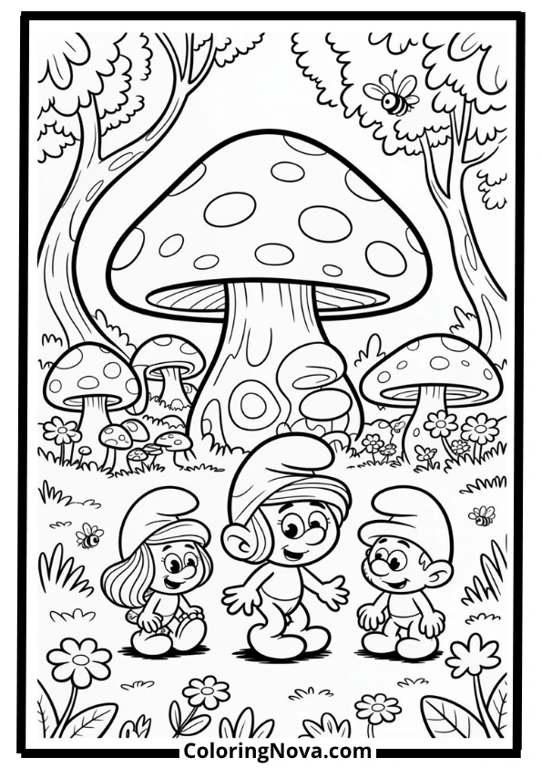 Smurfs Forest Village Coloring Pages