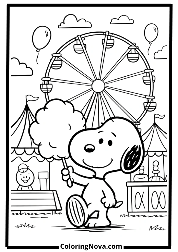 Snoopy Carnival Fun Coloring Pages