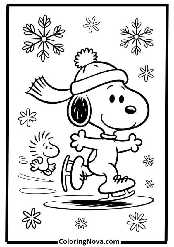 Snoopy Ice Skating Coloring Pages