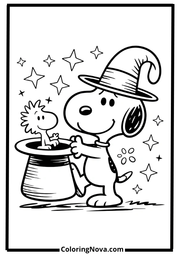 Snoopy Magic Show Coloring Pages