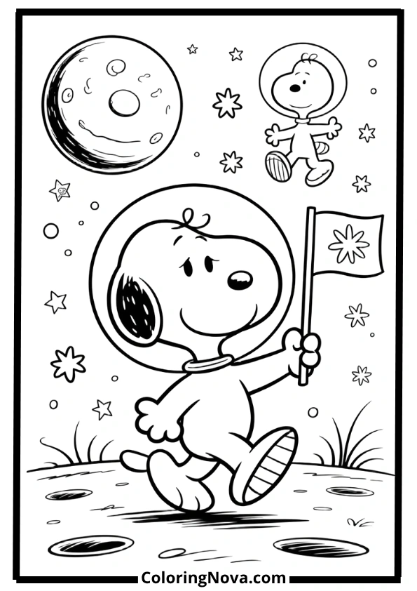 Snoopy Space Explorer Coloring Pages