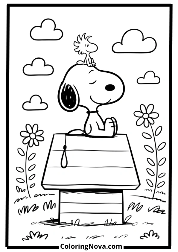Snoopy Yoga Time Coloring Pages
